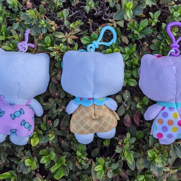 Hello Kitty Plush Dangler Bundle of 3 for keychain/backpack 4" tall - Picture 3 of 9